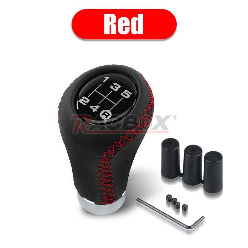 Black 5 Speed Car Gear Stick Shift Knob Shifter Lever Leather Universal Manual