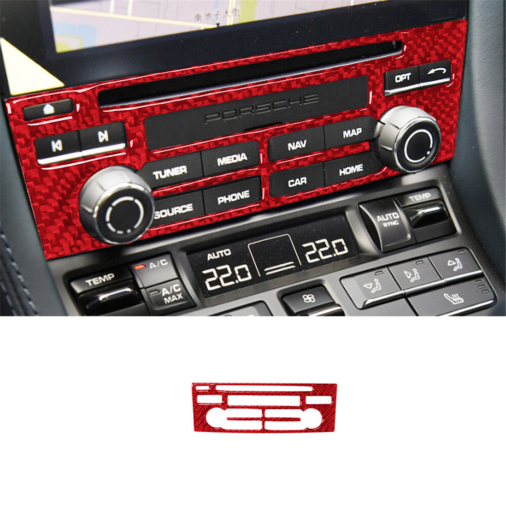 Red carbon fiber air conditioning control panel for Porsche 718 2016-2022