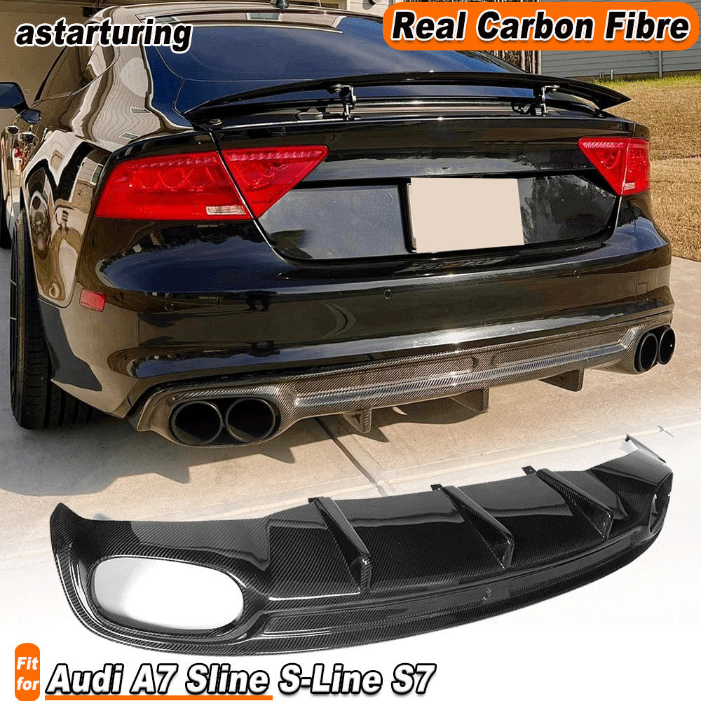 Fit for Audi A7 Sline S-Line S7 2011-2014 REAL Carbon Rear Bumper Diffuser Lip