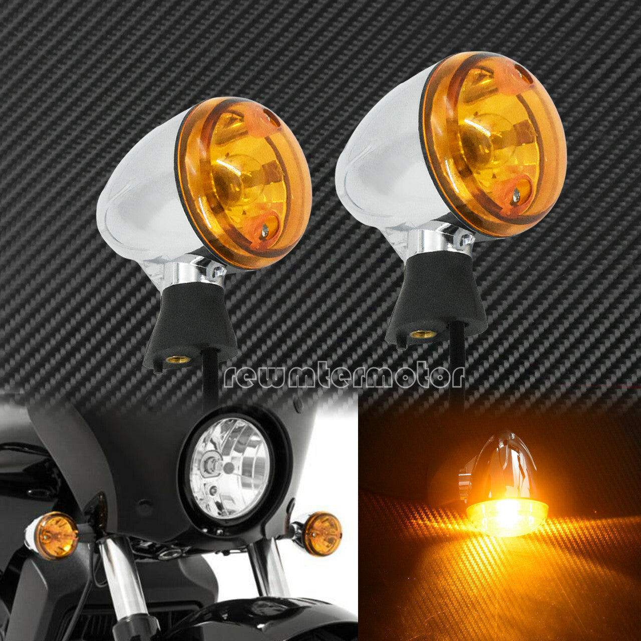 Front Halogen Turn Signal Lights Indicators Amber Blinker Fit For Indian Scout