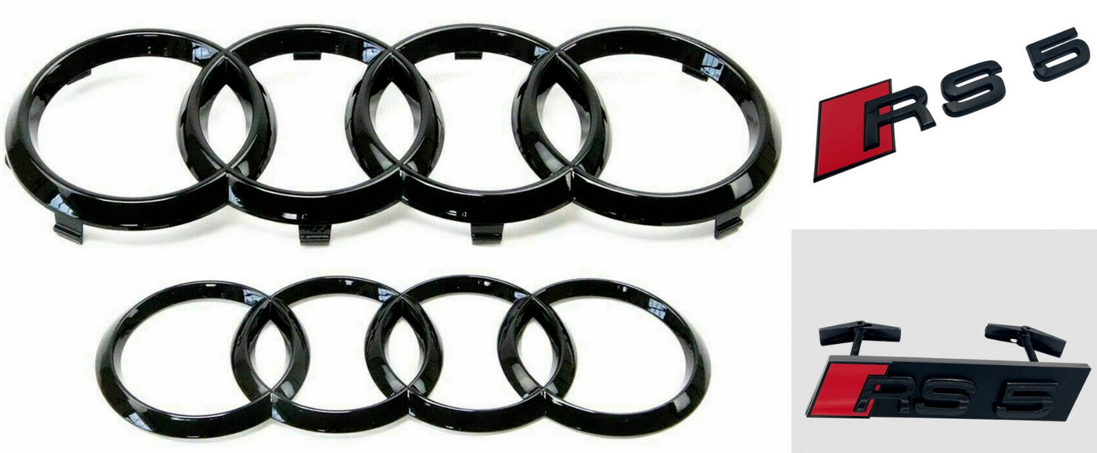 Black for Audi RS5 front and rear grille badges and trunk decals