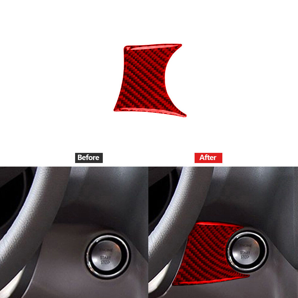Red carbon fiber interior start button trim for Mercedes-Benz M-Class 2006-2011