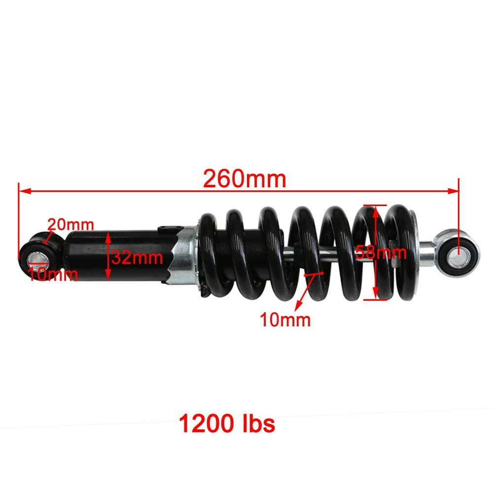 260mm rear shock absorber suitable for Pit Dirt bikes, for mini bikes, all-terrain vehicles, four-wheeled scooters, 1200 lbs