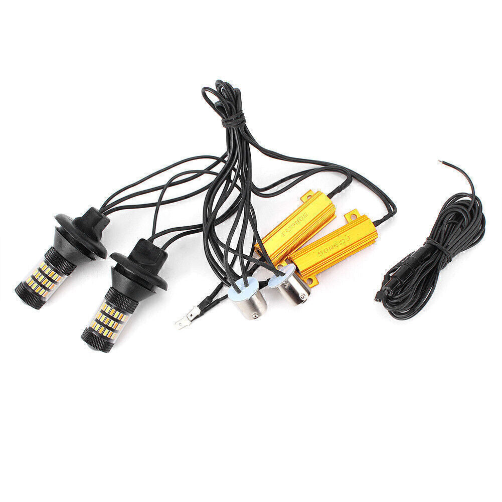 2pcs No Hyper Flash 1156 P21W Dual-Color Switchback LED Turn Signal Lights Bulbs