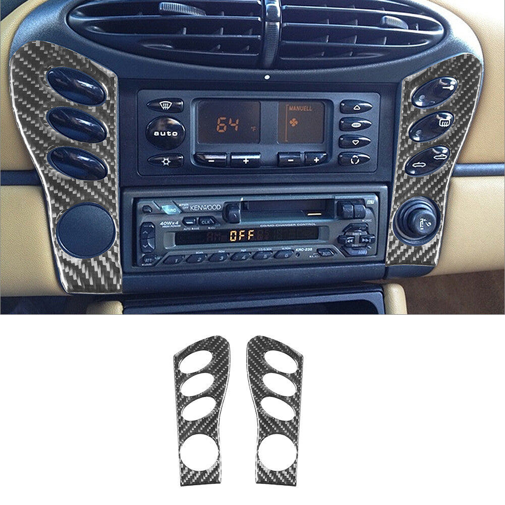 2Pcs for Porsche Boxster Carbon Fiber Radio Console Side Cover Trim 1998-2002