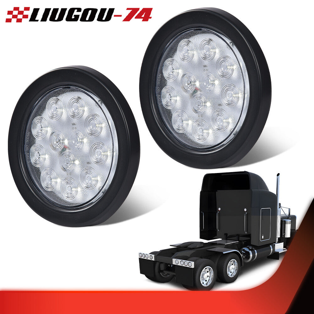 Suitable for trailer trucks, 4-inch clear lens, round 12 LED reverse backup taillight, 12V.
