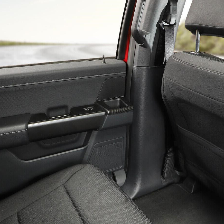 Carbon fiber automotive rear door armrest storage cover trim for Ford F150 21-23