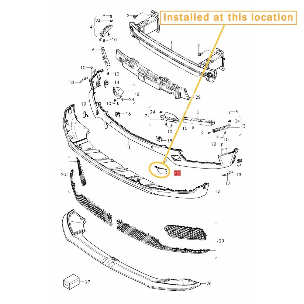 Suitable for Bentley for BENTAYGA 2016-2019 FRONT BUMPER TOW COVER. Left : 36A807427