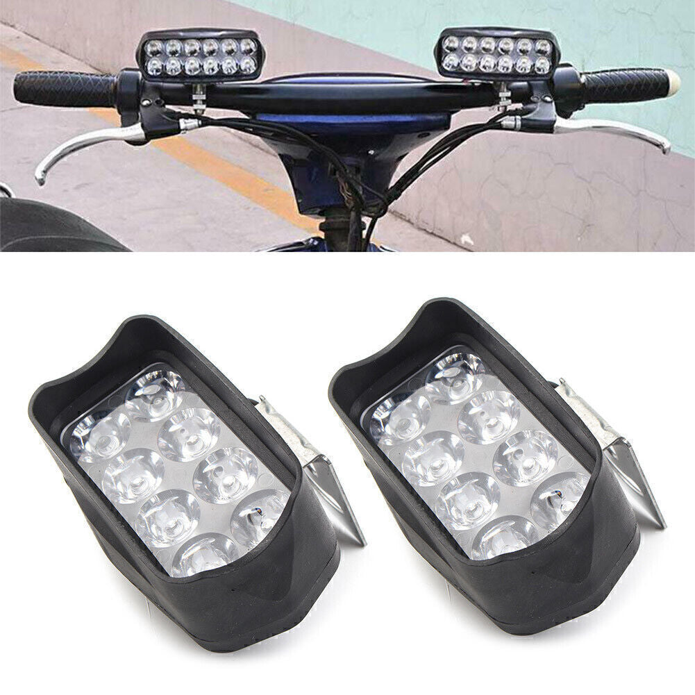 2X Motorcycle External Headlight Spot Fog Light 8-LED Headlamp Fit Car UTVs ATVs