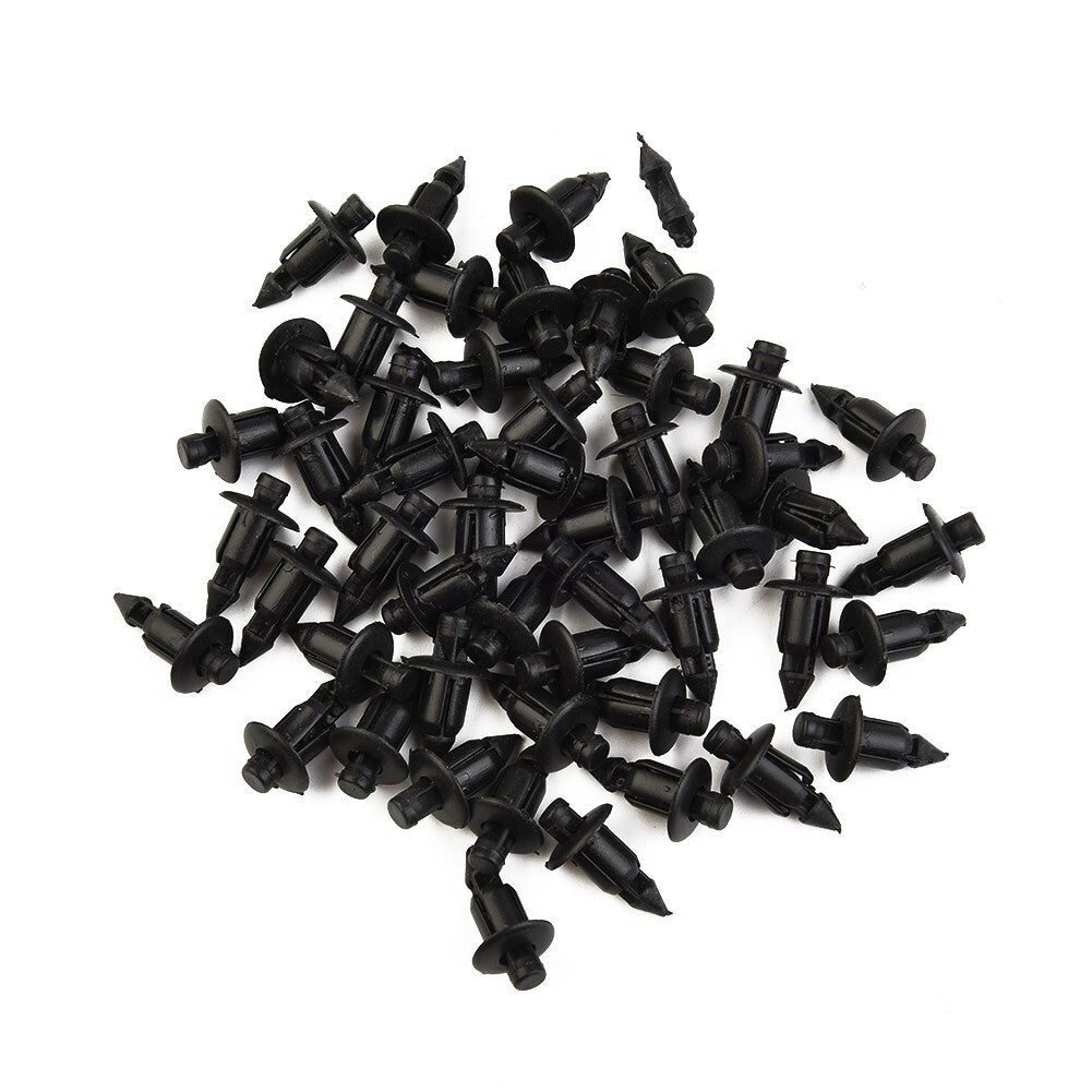 50 Pcs 6MM Plastic Snap Clips Rivets Fairings Black for Honda for Suzuki
