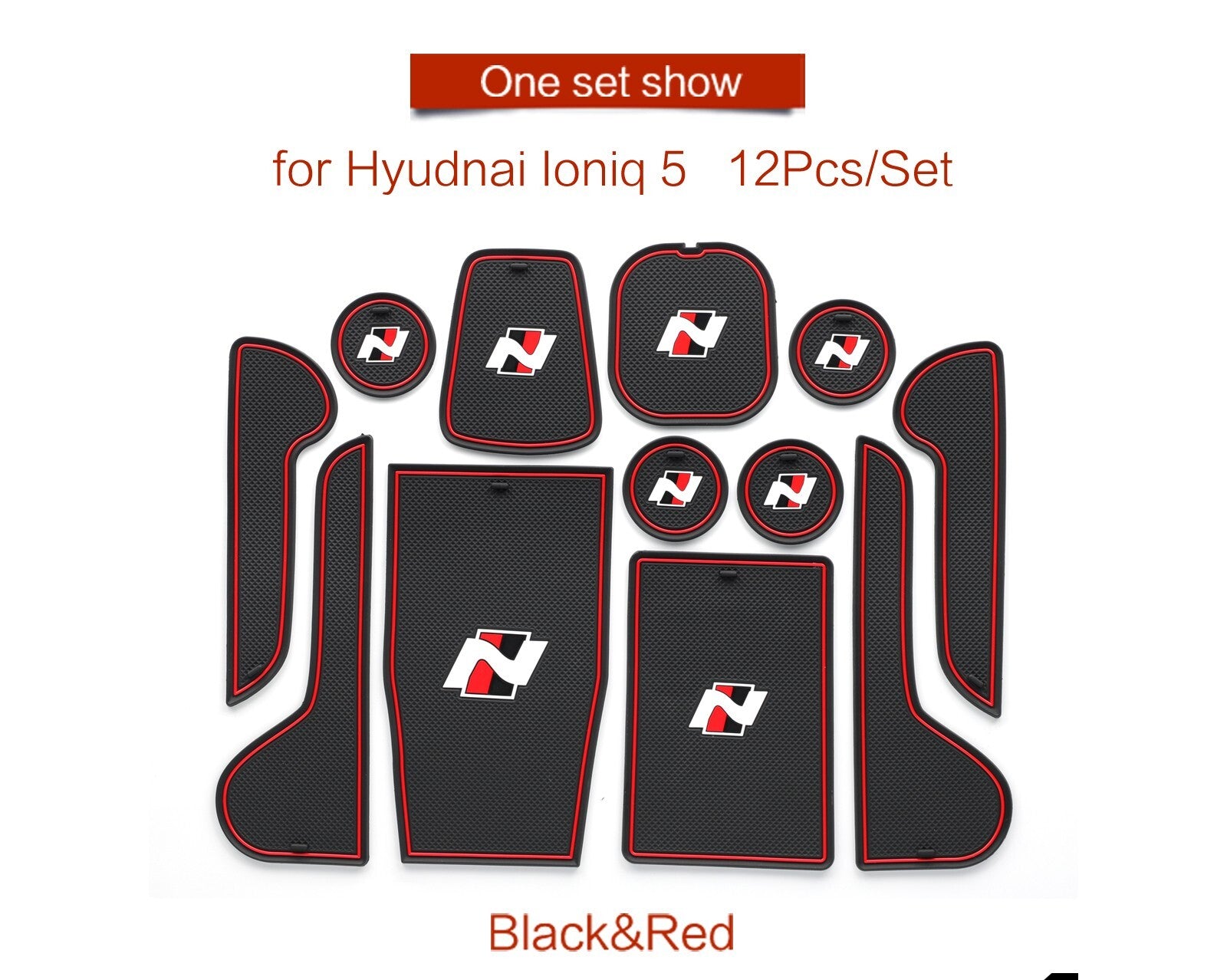 for Hyundai IONIQ 5 Anti-Slip Gate Slot Mat Door Groove Pad Cup Coaster Red