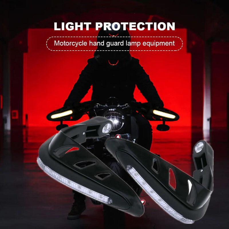1 Pair Motorcycle Front Handle Hand Guard Protector Cover With White Led Light