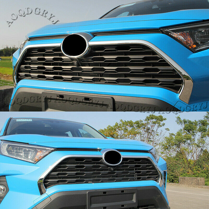 Stainless Front Grill Grille Molding Cover Trim Strips for Toyota Rav4 2019-2022