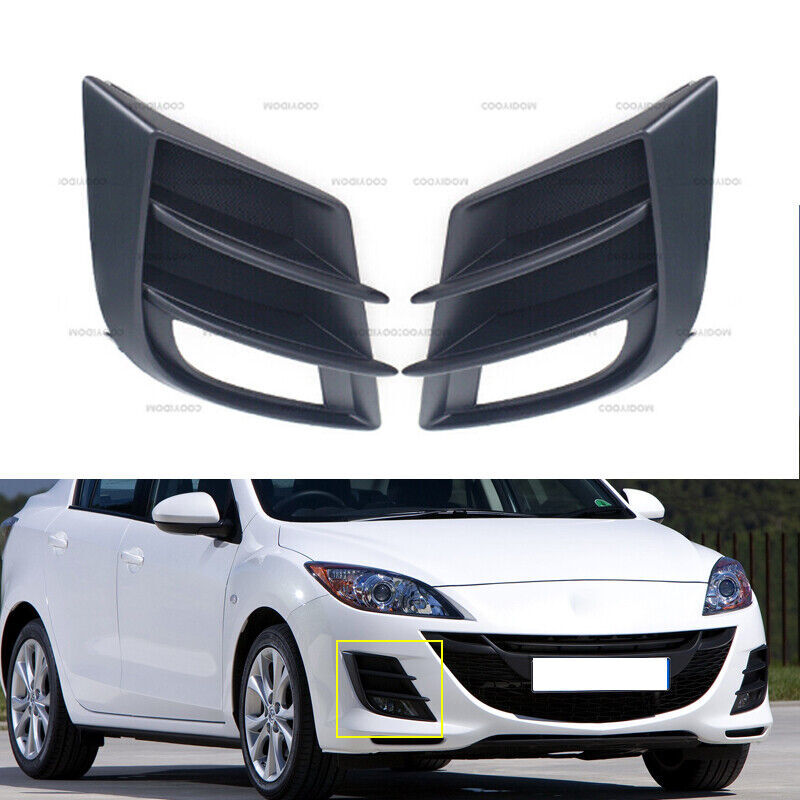 Pair Front Bumper Fog Light Cover For 2009 2010 2011 2012 2013 Mazda3 BL BK