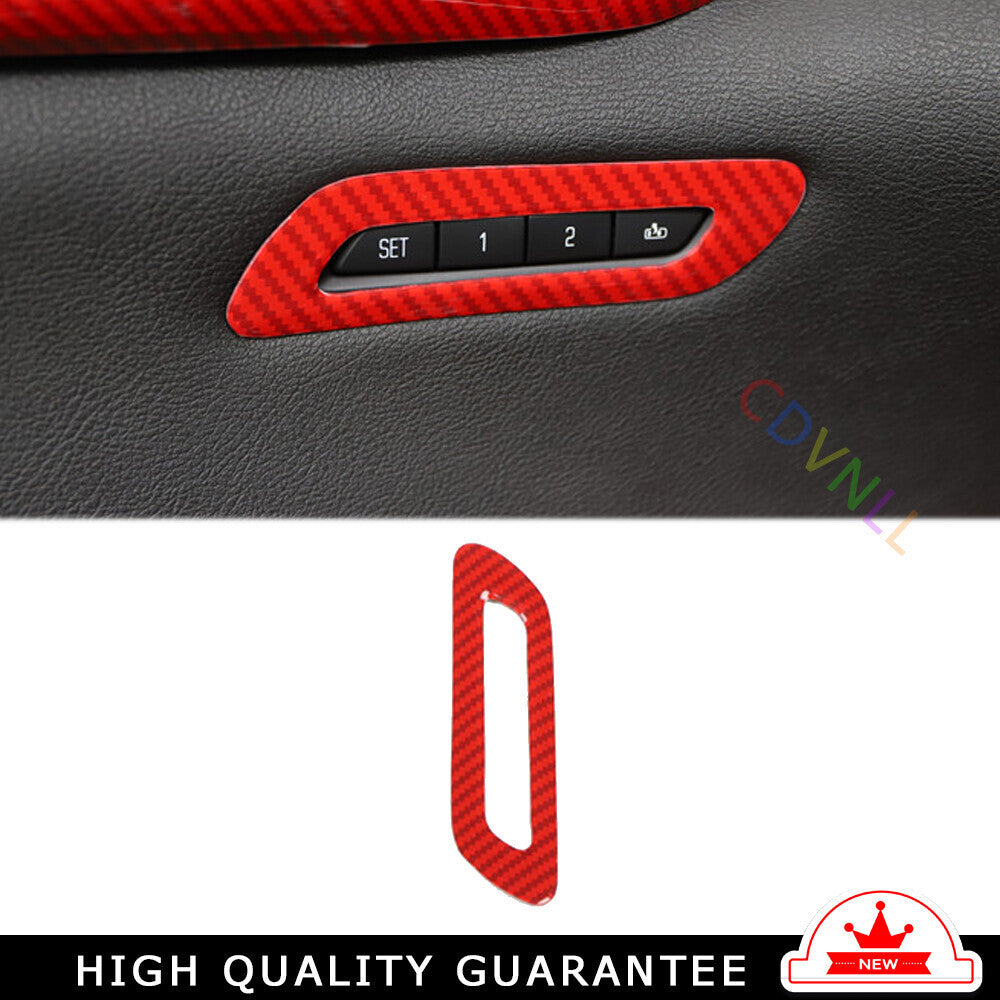 for Cadillac CT6 2016-20 Red Carbon Fiber for Seat Memory Button Frame Cover Trim 1P