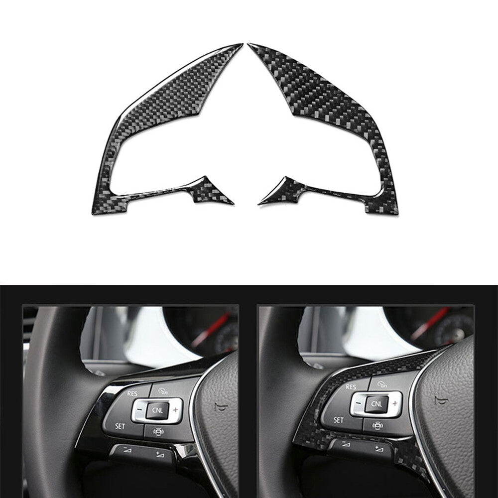Carbon Fiber Steering Wheel Button Decorative Trim Cover for VW for Golf MK7 2014-19