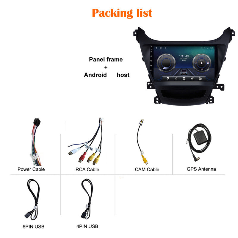 Android Car GPS Navigation Multimedia Player for Elantra 14-16 Auto Radio Stereo