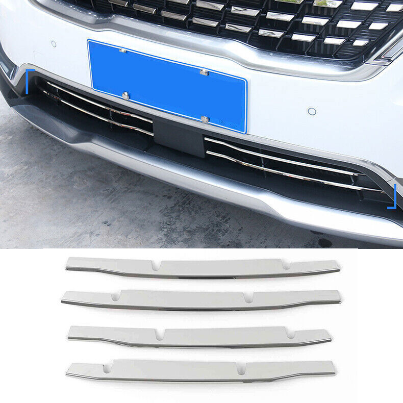 for Kia Carnival 22-24 Chrome Steel Front Bumper Lower Mesh Grille Trim Strip 4P