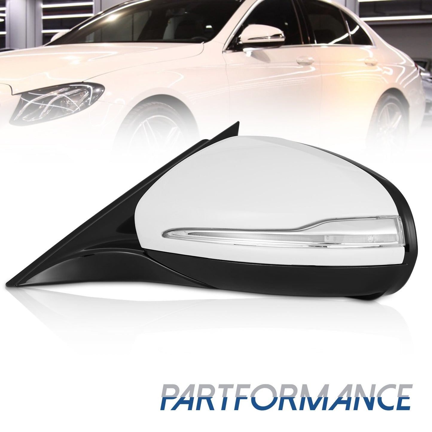 Left driver's side mirror for 2017-2020 for Mercedes E200 E300 E450 with blind spot monitoring.