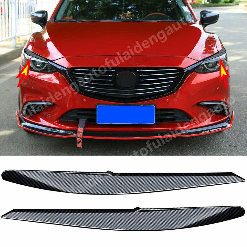 for Mazda 6 Atenza 2017-2018 Carbon Fiber Look Headlight Lamp Eyelids Cover Trim