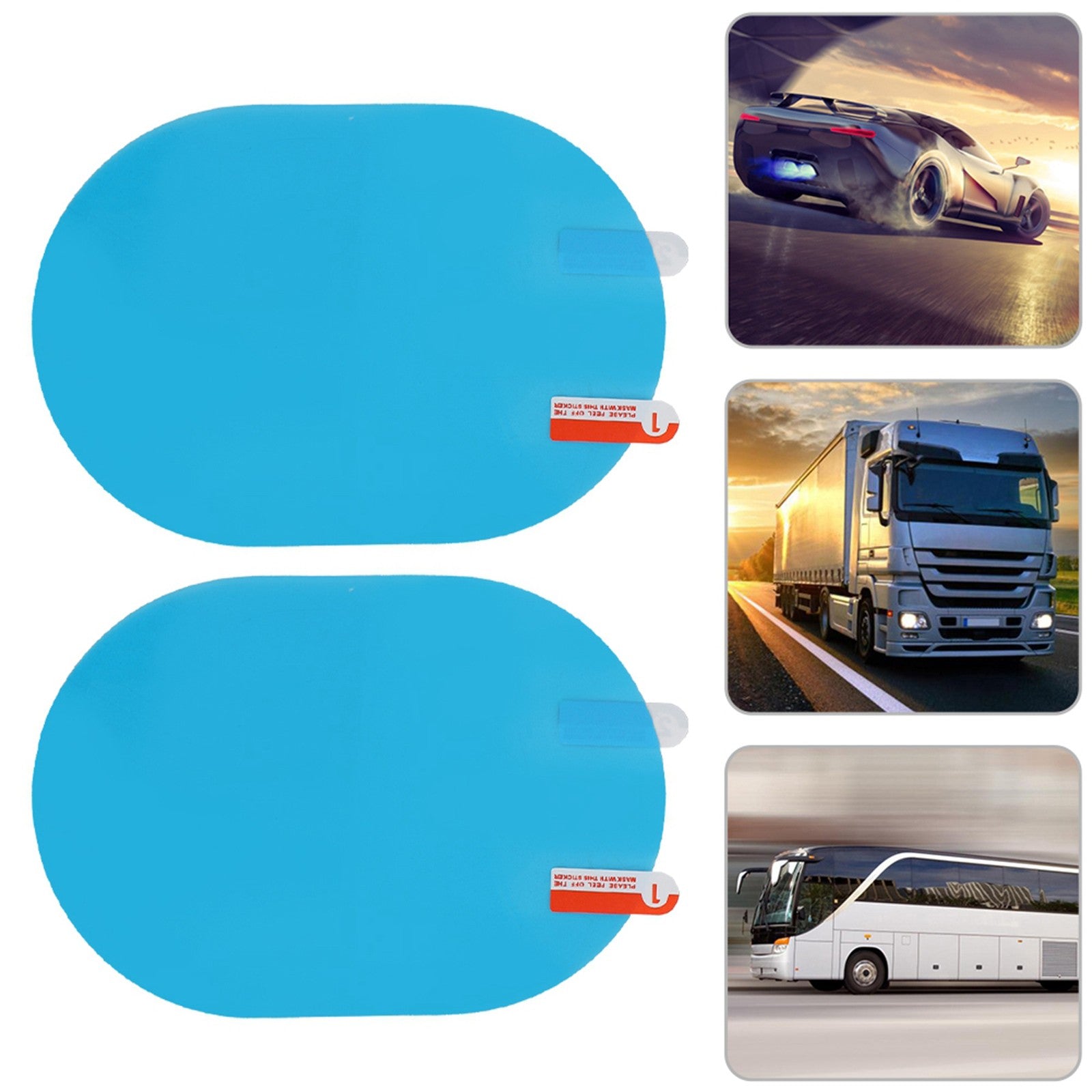 Rearview Mirror Rain Film 100x145mm Oval Blue Car Rearview Mirror Rain