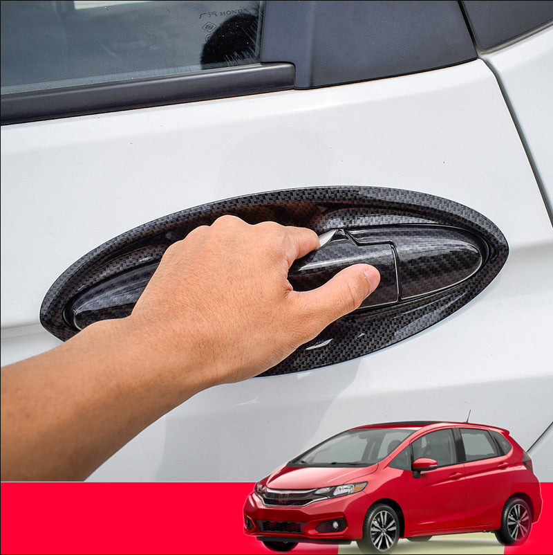 16-piece carbon fiber door handle and cup lid trim for 2014-2020 for Honda Fit Jazz