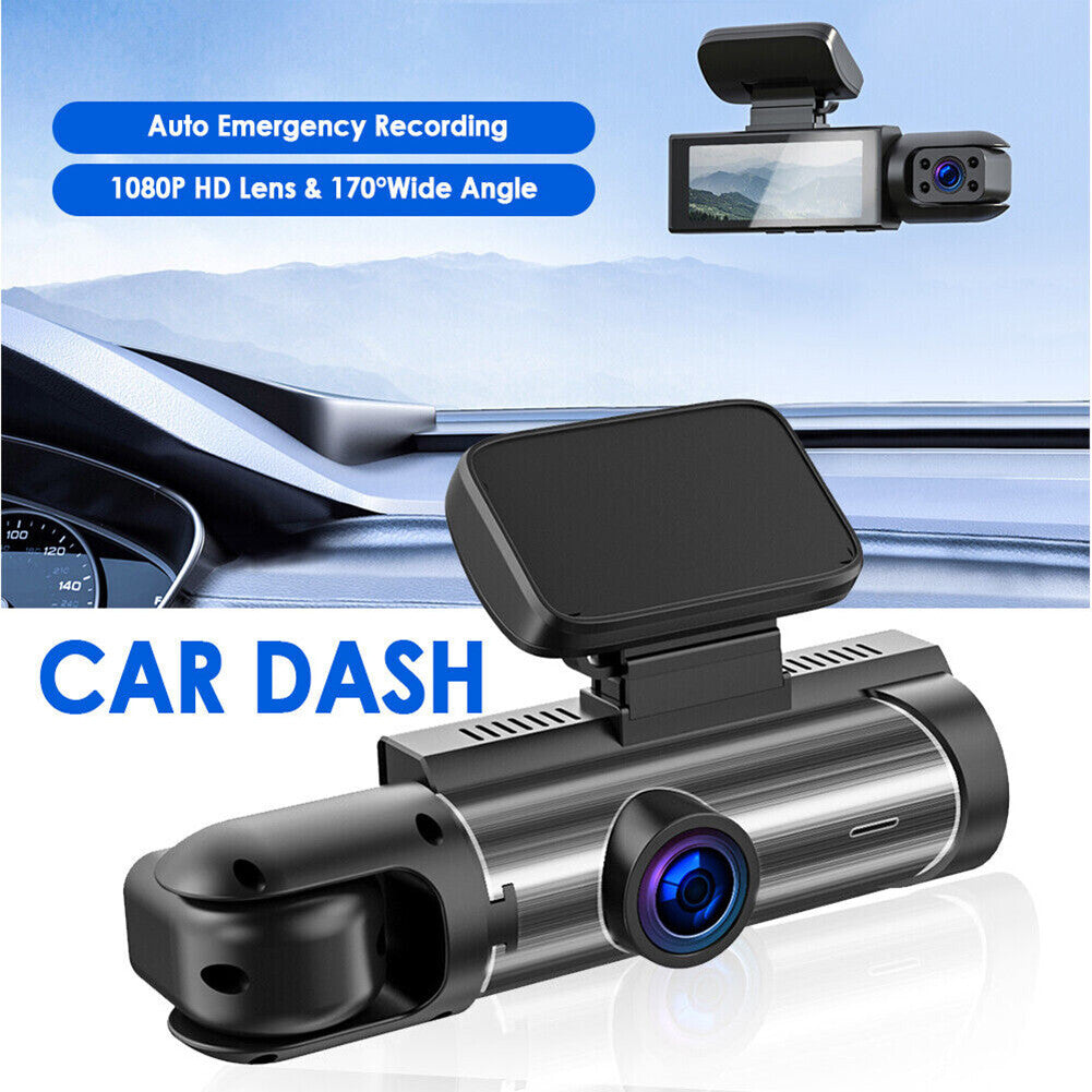 Dash Cam Car DVR Dual Lens Recorder Front Inside Cameras G-Sensor Night Vision