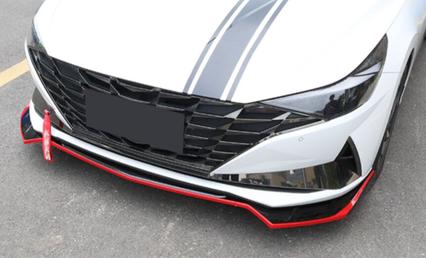 for Hyundai for Elantra 21-23 Black Red Style Front Bumper Lip Spoiler Splitter 3PCS