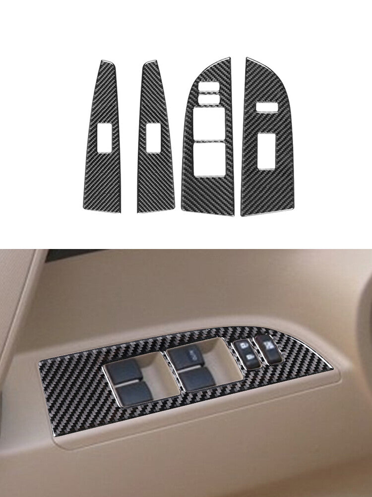 4Pcs Window Lift Button Trim Cover Carbon Fiber for Toyota Highlander 2008-2013