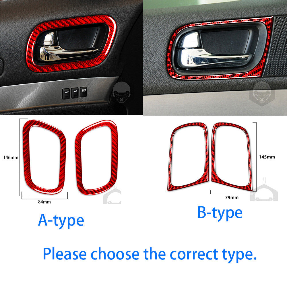 for Infiniti G37 2Door 2010-13 Red Carbon Fiber Interior Door Handle Ring Trim¡Á2