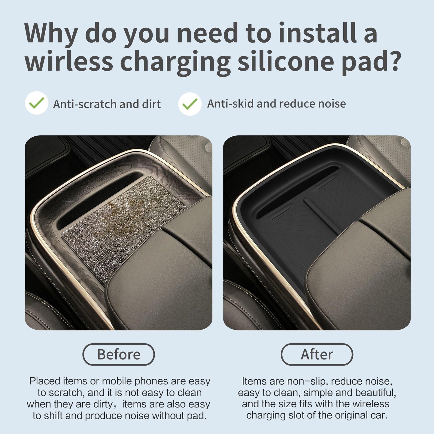 for RIVIAN for R1T R1S 2022-2024 Anti-Slip Pad Silicone Central Wireless Charger