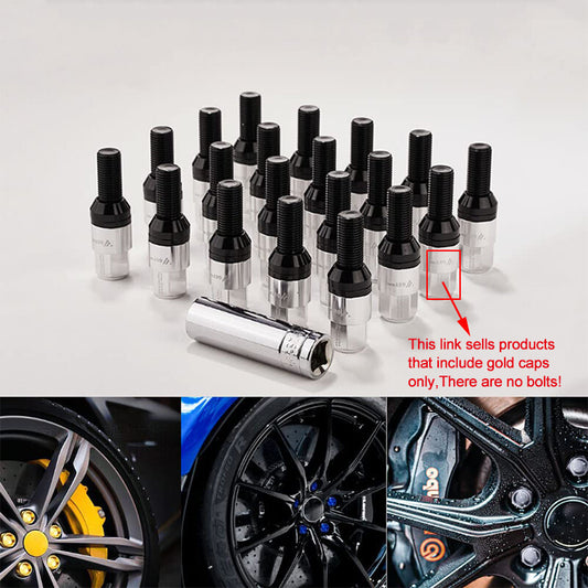 20-piece silver wheel lug bolt set, replacement caps 28mm, suitable for most aftermarket applications.