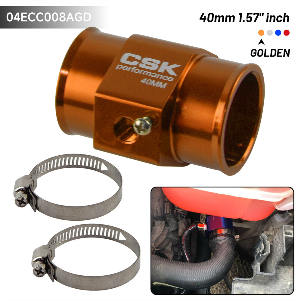 40MM 1.57 Water Temp Gauge Radiator Sensor Adaptor Attachment Aluminum Gold