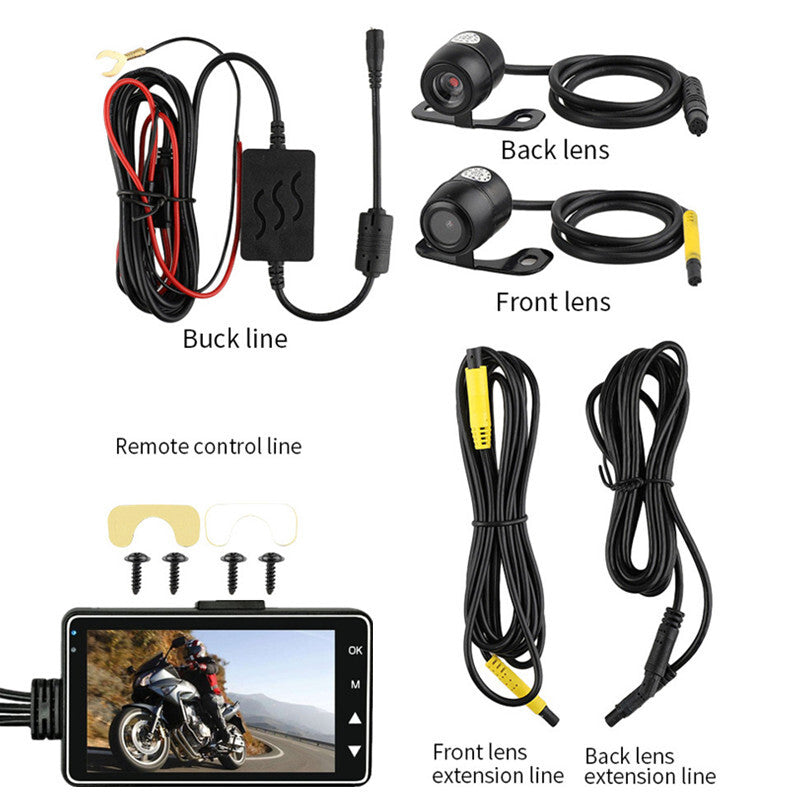 Motorcycle DVR Dash Camera Display Dual Channel Dash Cam View Driving Recorder