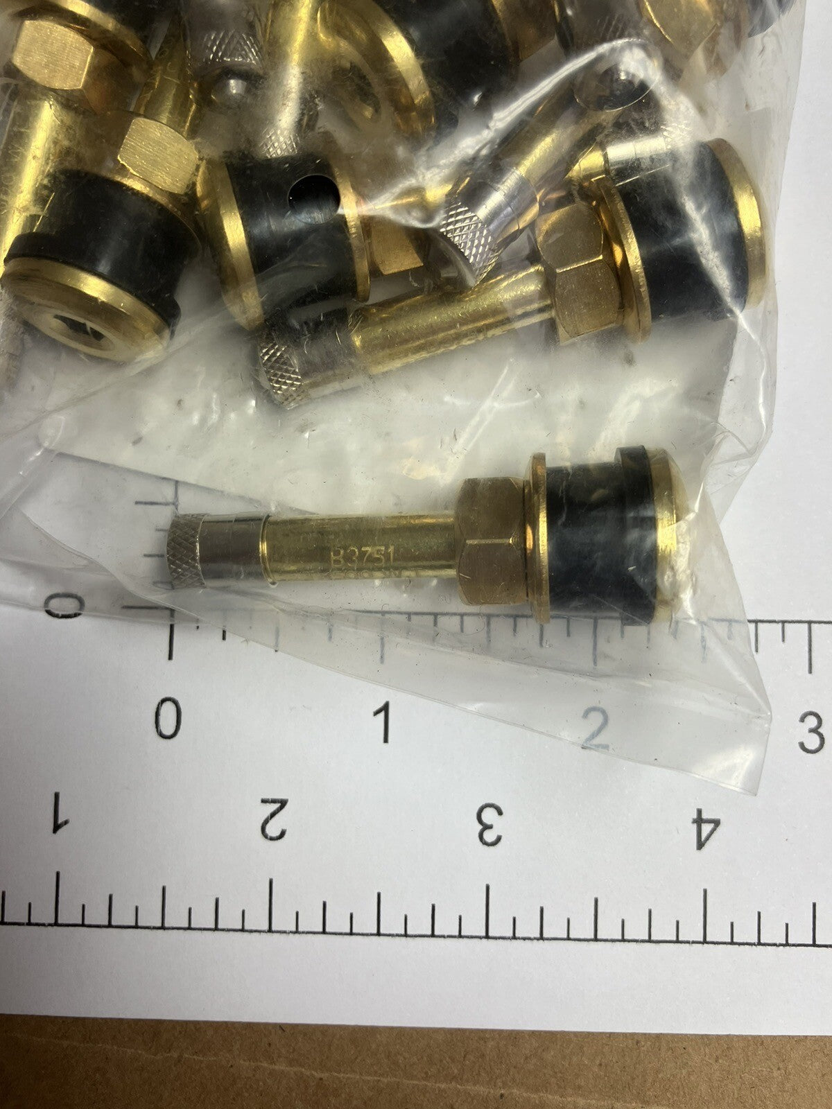 Lot of 10 TR500 2 Straight Brass Clamp-In Tubeless Truck Tire Valve Stems + Cap