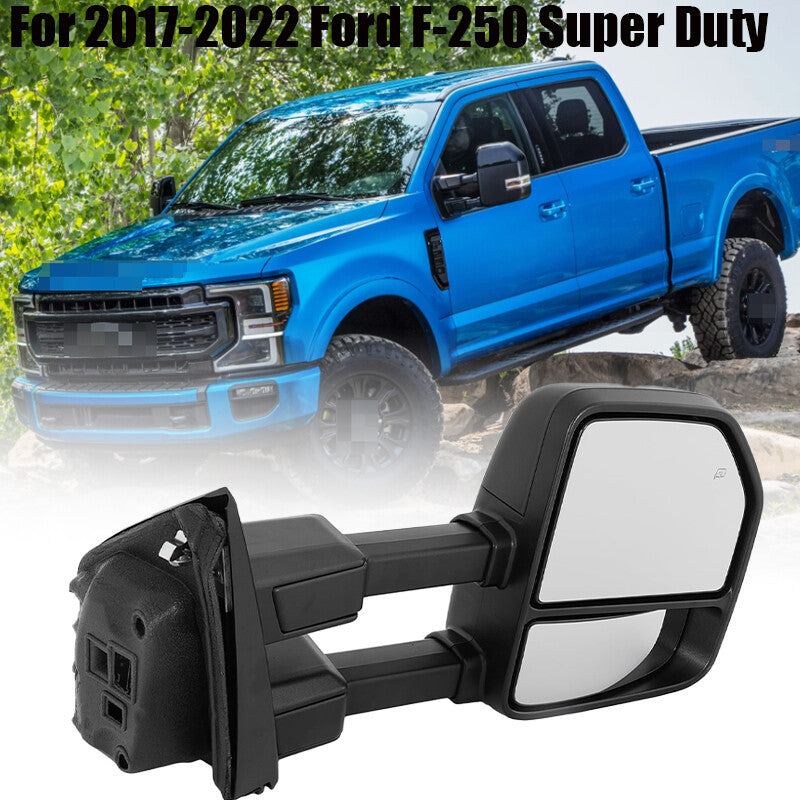 Heated right-hand mirror with chrome cap for 17-22 for Ford F-250 Super Trailer Texture
