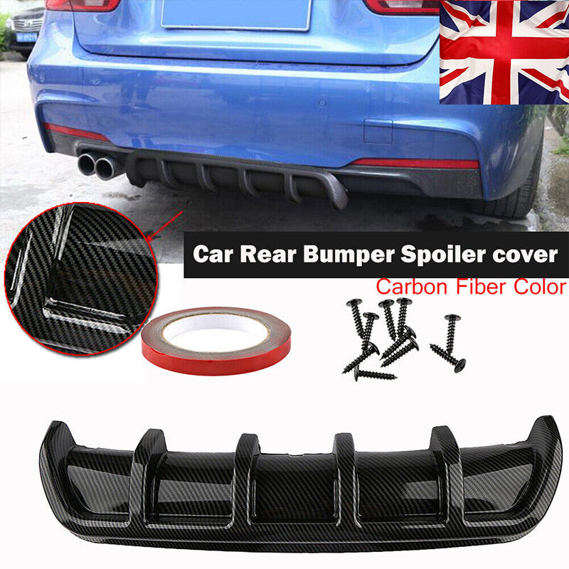 Rear Bumper Body Kit Shark Chin Spoiler Diffuser Trim Cover Gille Carbon Fiber