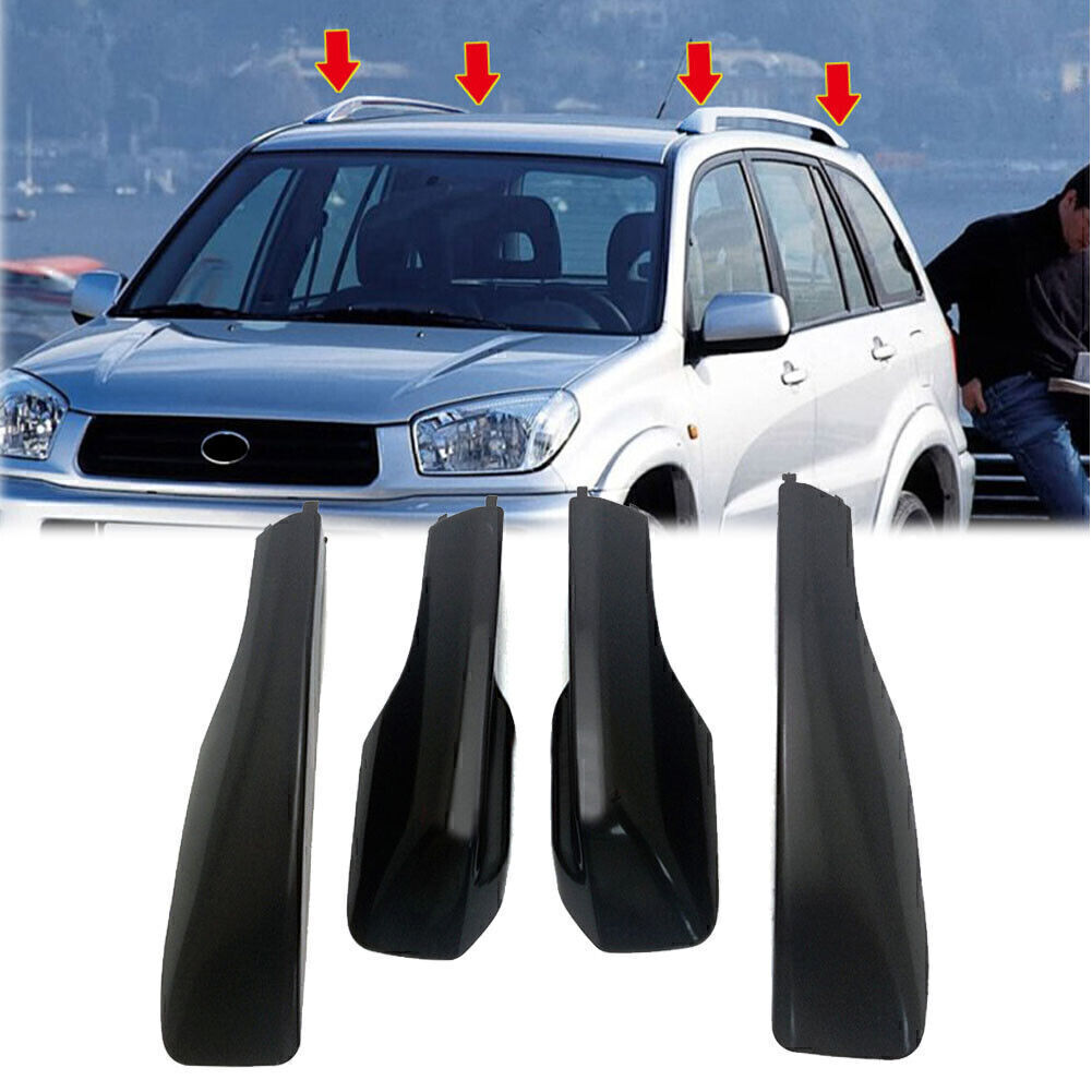 4X Black Roof Rack Rail End Cover Cap Shell Replacement Fit for Toyota RAV4 2001-05