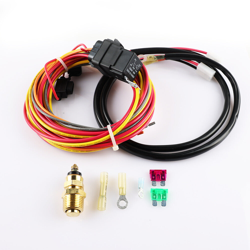 185 on/165off Thermostat 40A Dual Electric Cooling Fan Wiring Relay Install Kit