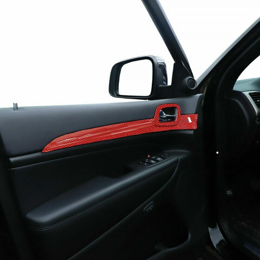 RHD Door Handle Panel Decor Trim for Jeep Grand Cherokee 2011-21 Red Carbon ABS