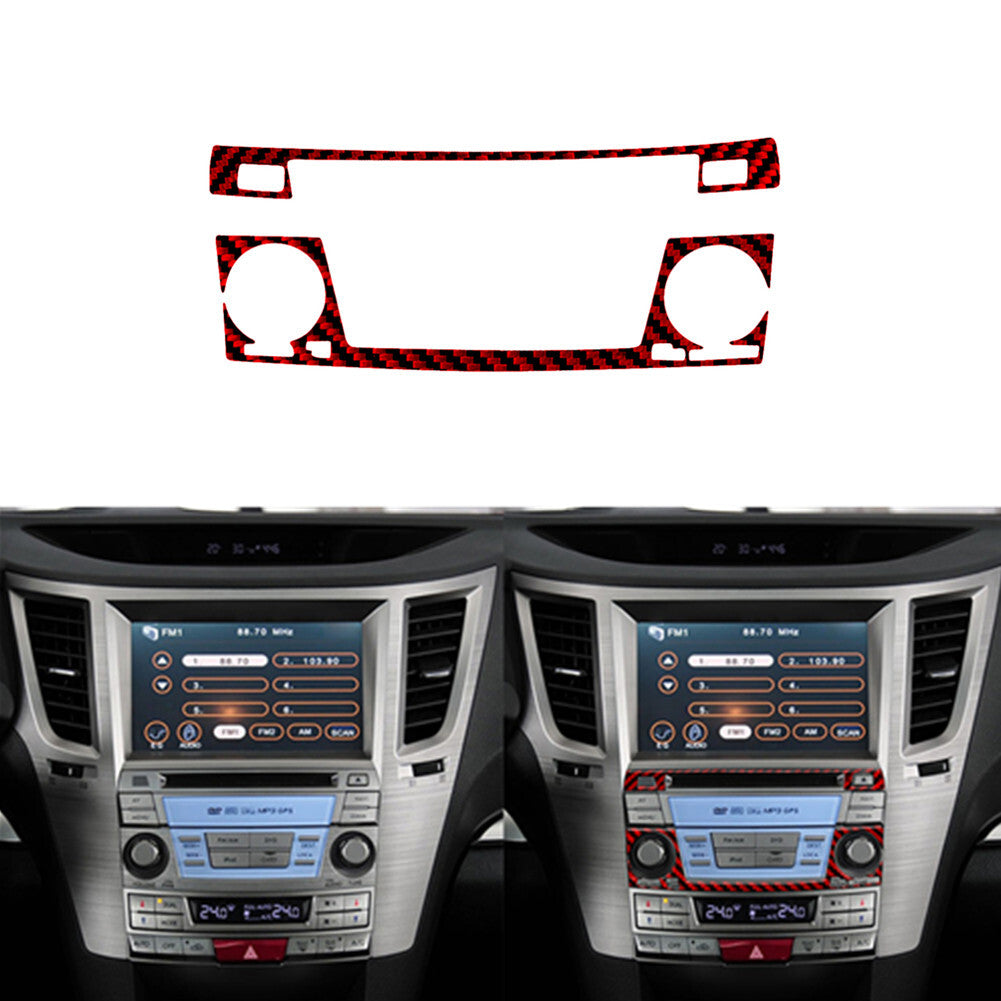Red Carbon Fiber CD/DVD Button Frame Cover for Subaru Legacy Outback 2010-2014