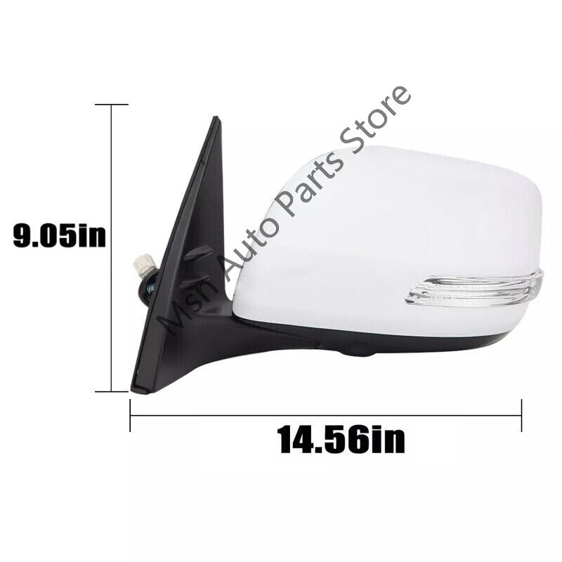 1Pair Rear Door Mirror White for Toyota for Land Cruiser Prado 150 Series 2009-2013