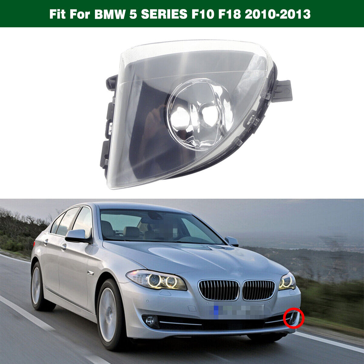 Clear Front Bumper Driving Fog Light Lamp Left for BMW 5SERIES F10 F18 2010-2013