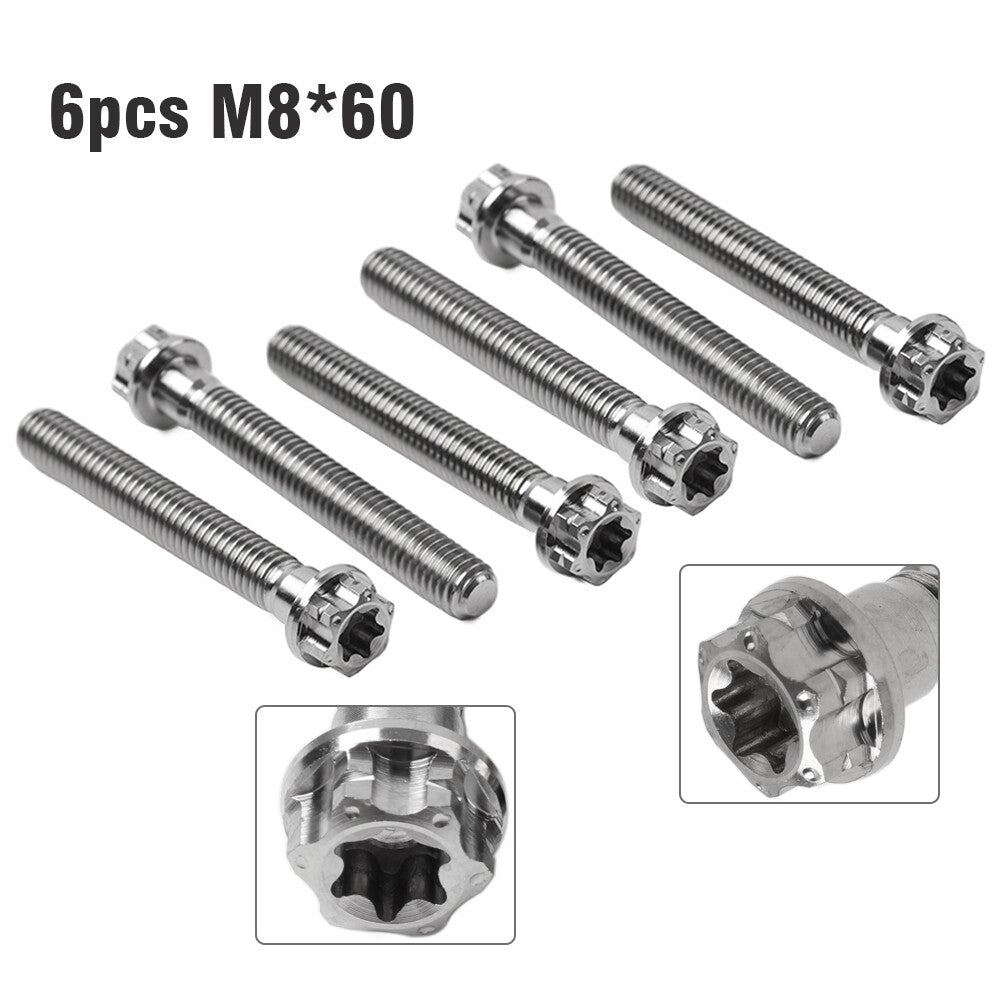 6pcs Bolts Torx Head Flange Screws M8x60mm For Motorcycle Bike