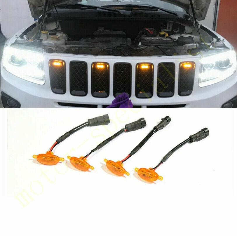 for Jeep Compass 2011-2024 yellow Style Front Grill LED Marker Light Kit