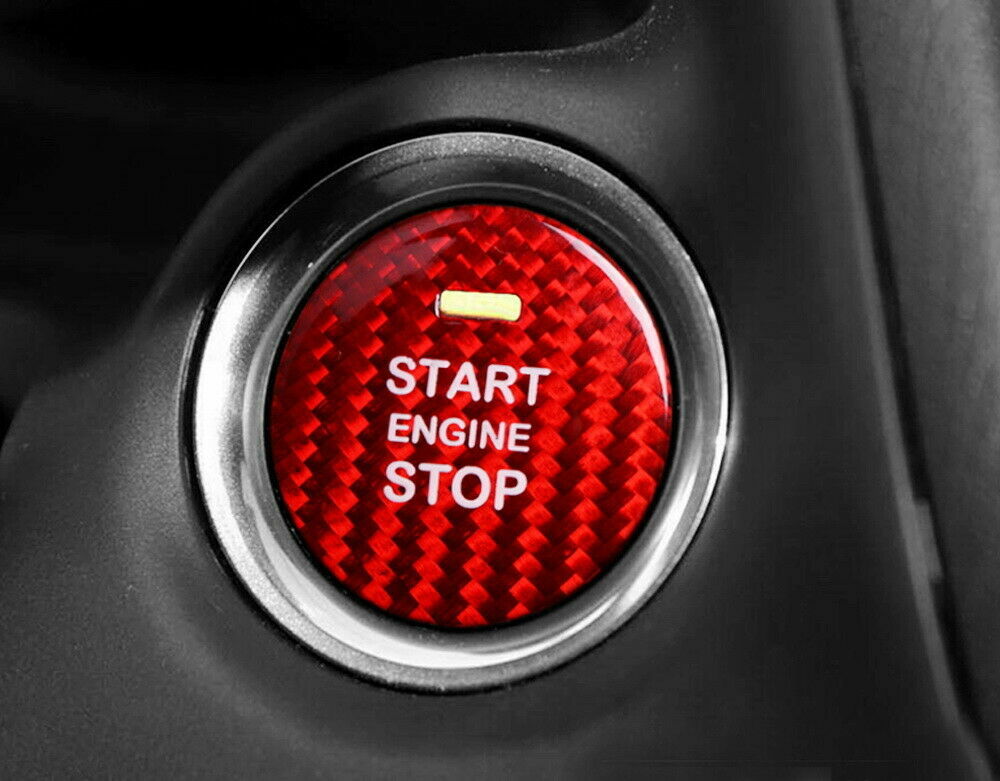 Red Real Carbon Engine Start Stop Button Cover Trim Fit for Mazda 3 6 13-18
