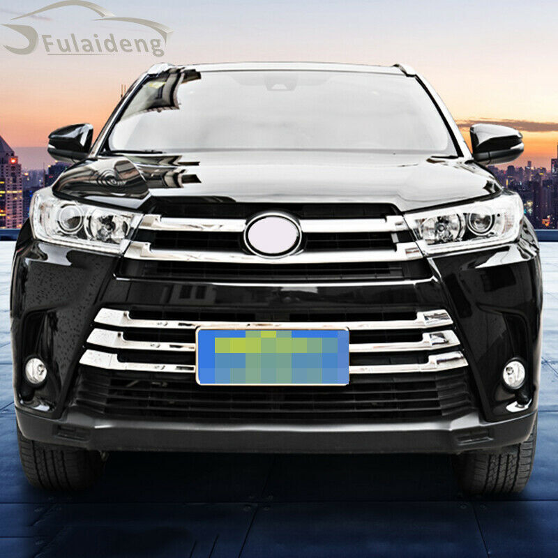 for Toyota Highlander 2017-2019 ABS Chrome Front Bumper Grille Grill Cover Trims