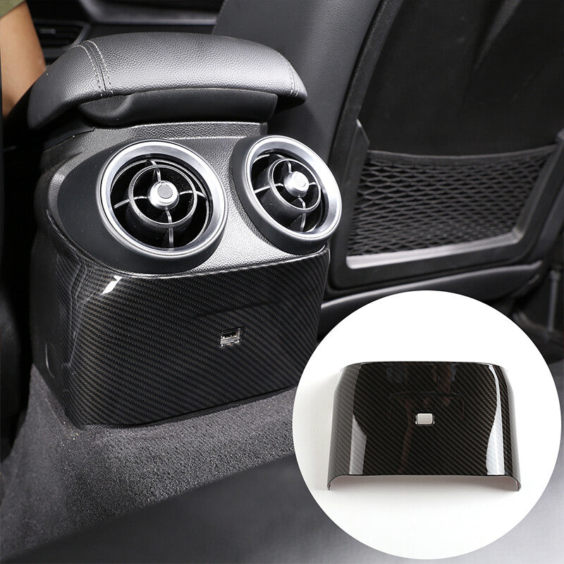 Carbon ABS rear vent socket panel cover trim for Alfa Romeo Giulia 2017-2022