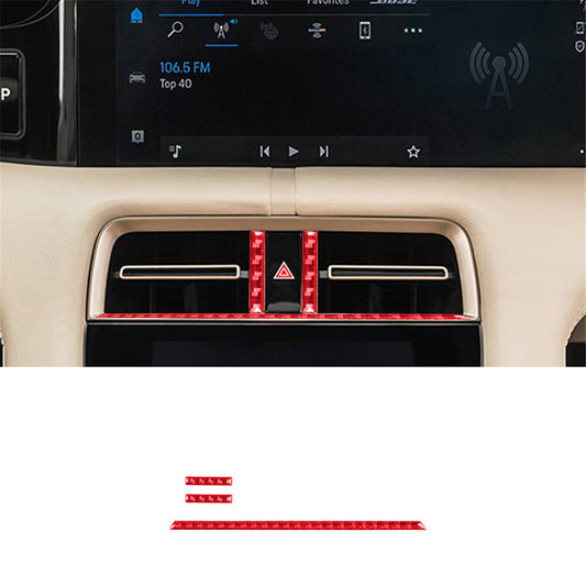 Red carbon fiber central air outlet strip trim for Porsche Taycan 2019-22
