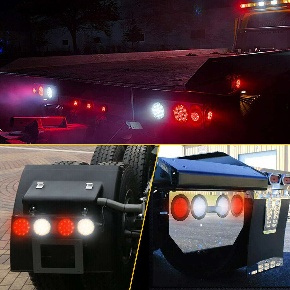 2X 4 16LED Tail Light Reverse Backup Lamp Round For Truck Trailer Bus Boat